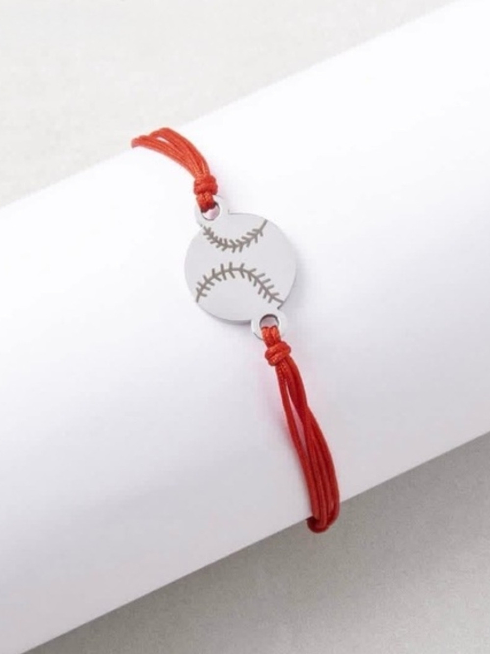 Plunder Red Cord Baseball Charm Bracelet - Women Jewelry